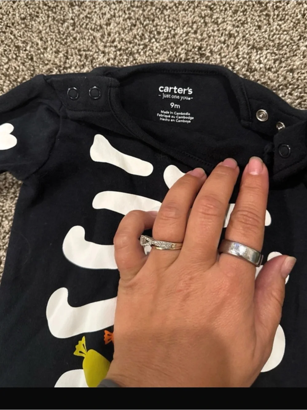 Carter's Black Baby Skeleton Footed One-Piece with Candy Accents